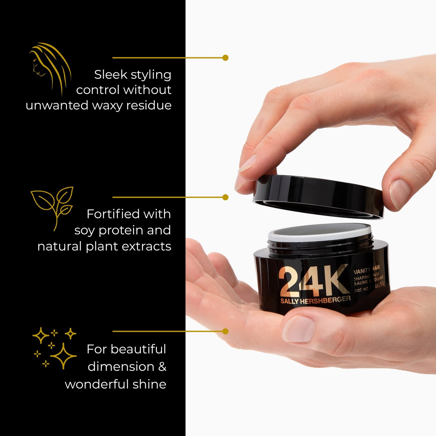 SALLY HERSHBERGER 24K Vanity Hair Shaping Balm - Smoothing, Buildup-Free Texturizing Balm For Sleek Shine - Infused With Soy Protein For A Soft Beauty & Personal Care SALLY HERSHBERGER