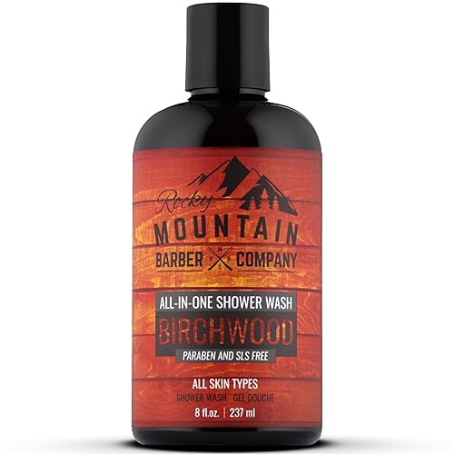 Rocky Mountain Barber Company Birchwood All-In-One Body Wash - Shampoo, Body Wash, Conditioner, Face Wash & Beard Wash with Essential Oils - 8 oz Beauty & Personal Care Rocky Mountain Barber Company