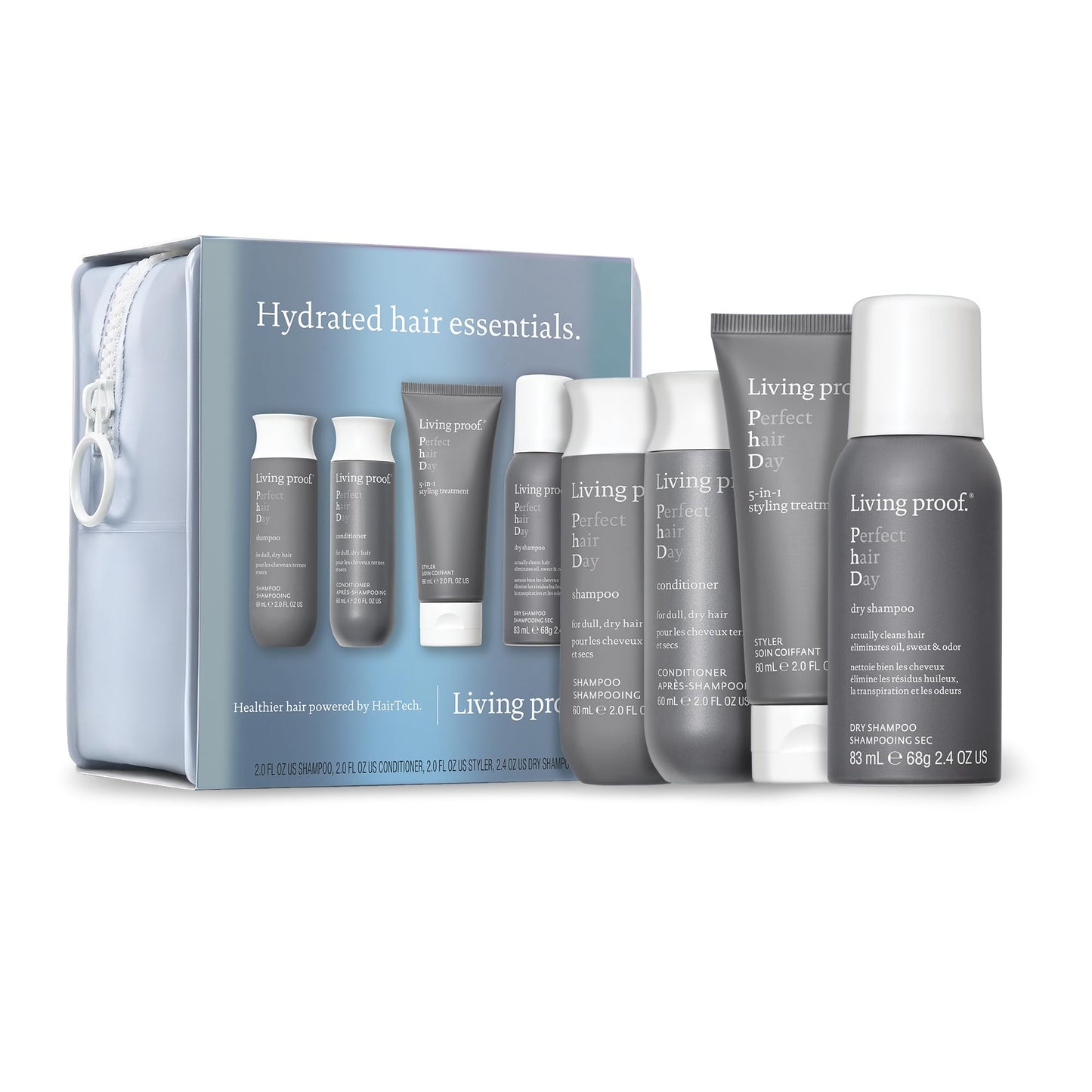 Living Proof Hydrated Hair Essentials Kit - Includes Travel Size Perfect hair Day Shampoo, Conditioner, 5-in-1 Styling and Dry Shampoo ($74 value) Beauty & Personal Care Living Proof