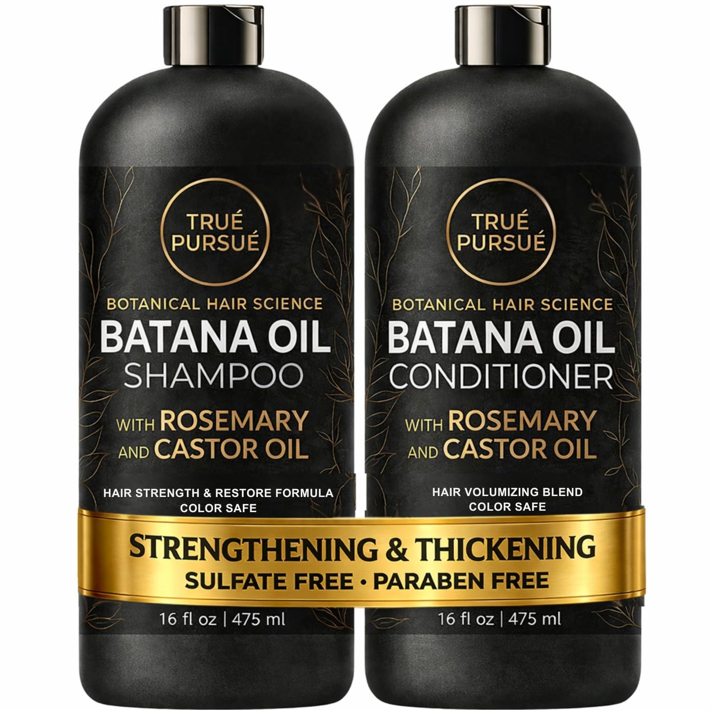 Batana Oil Shampoo and Conditioner Set for Men & Women with Rosemary & Castor Oil - Hair Growth Shampoo & Sulfate-Free Hair Strengthening for Dry Beauty & Personal Care TRUÉ PURSUÉ