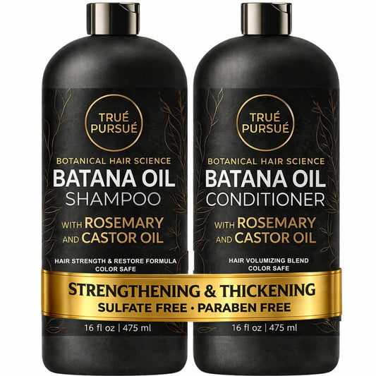 Batana Oil Shampoo and Conditioner Set for Men & Women with Rosemary & Castor Oil - Hair Growth Shampoo & Sulfate-Free Hair Strengthening for Dry Beauty & Personal Care TRUÉ PURSUÉ