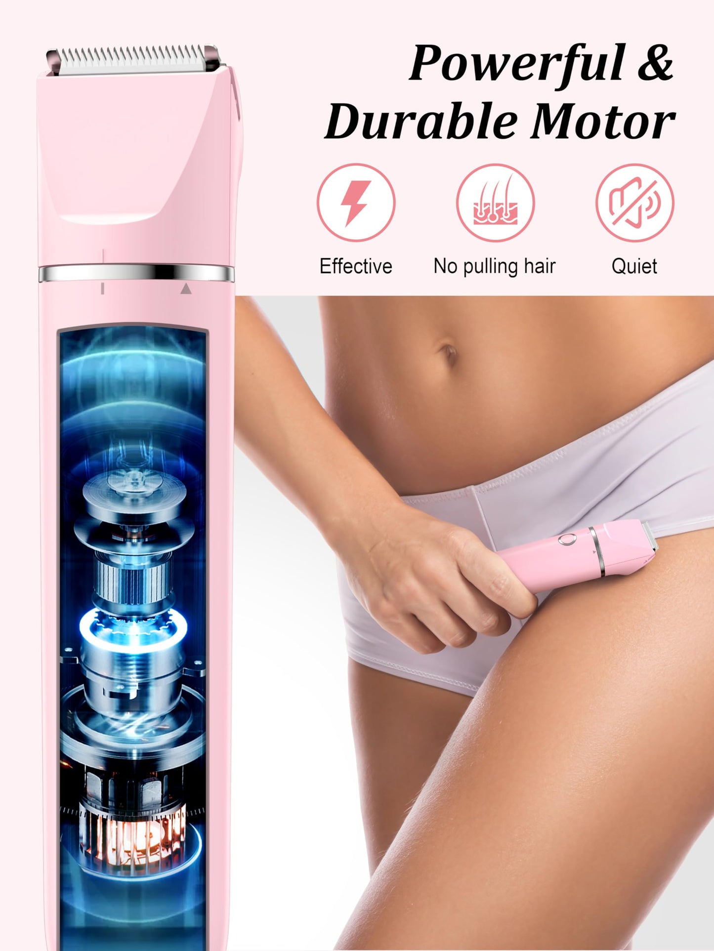 Cayzor Bikini Trimmer and Shaver Kit for Women - 2-in-1 Wet/Dry Electric Body Hair Trimmer Facial Hair Removal Cordless Waterproof Bikini Shaver Razor Beauty and Personal Care Cayzor