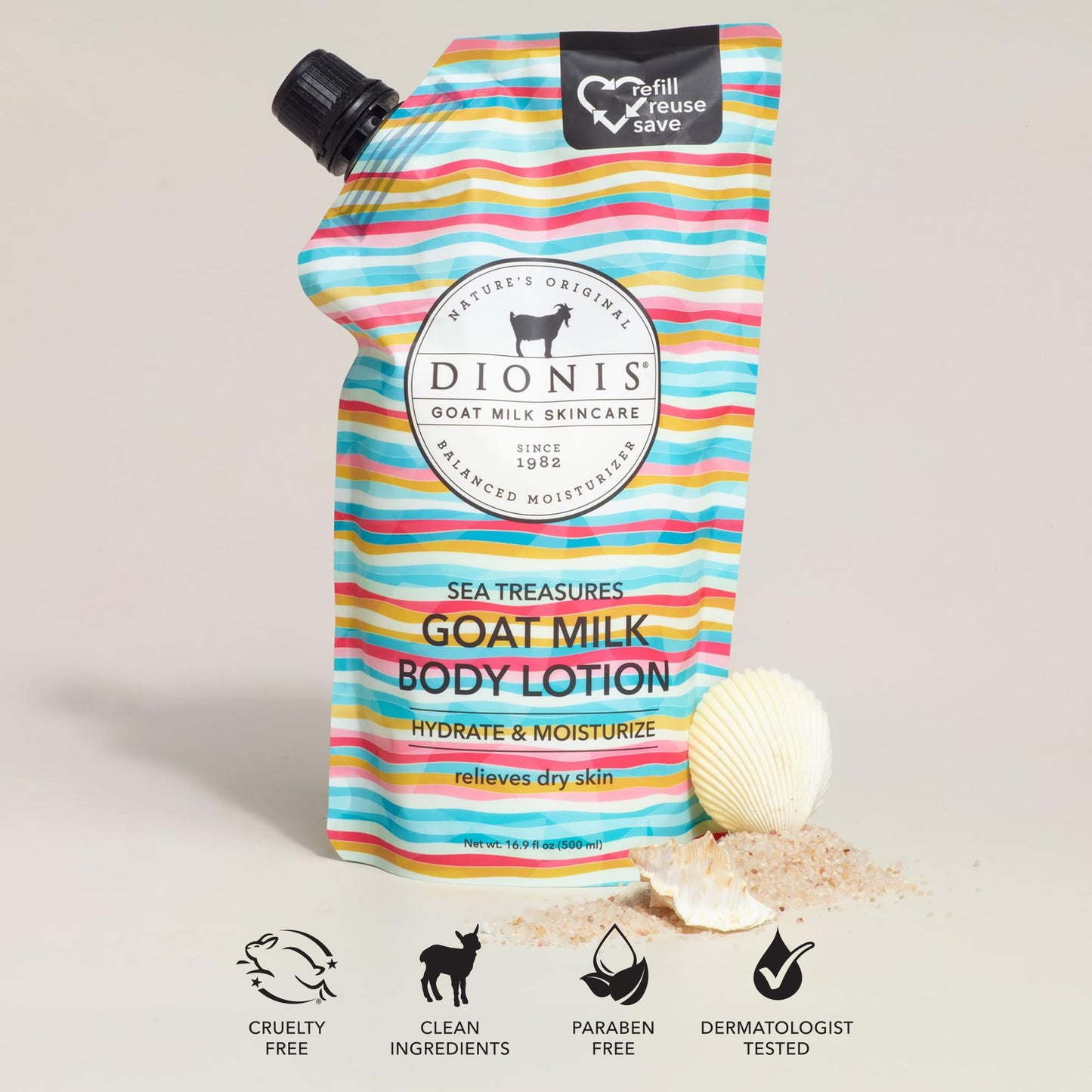 Dionis Sea Treasures Goat Milk Body Lotion Refill Pouch, 20 Fl Oz (Pack of 1) Beauty & Personal Care Dionis