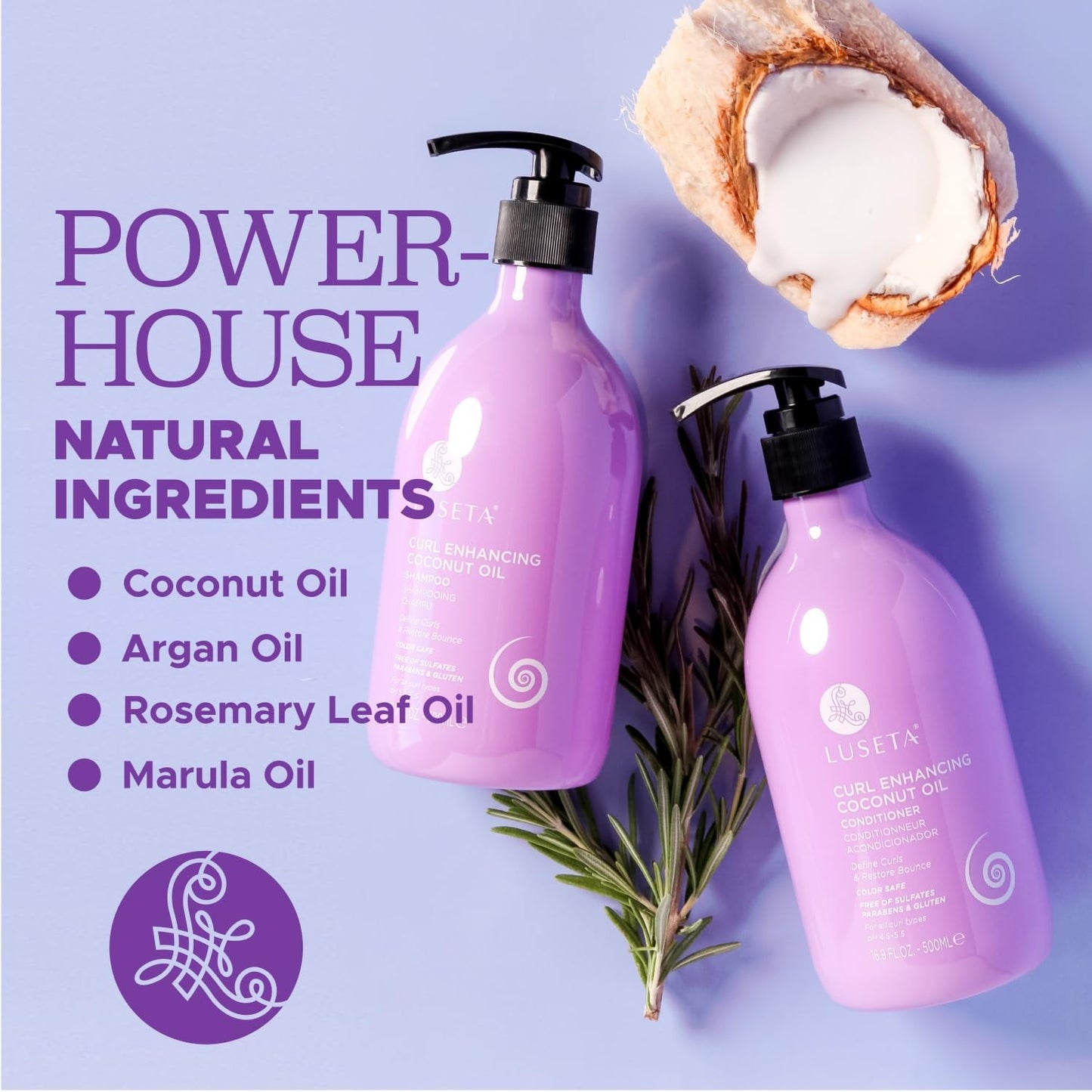 Luseta Curly Hair Shampoo and Conditioner Set with Coconut Oil, Unlimited Bounce and Definition for wavy and Coily hair, Reduce Frizz and Repair Dry Beauty & Personal Care L LUSETA