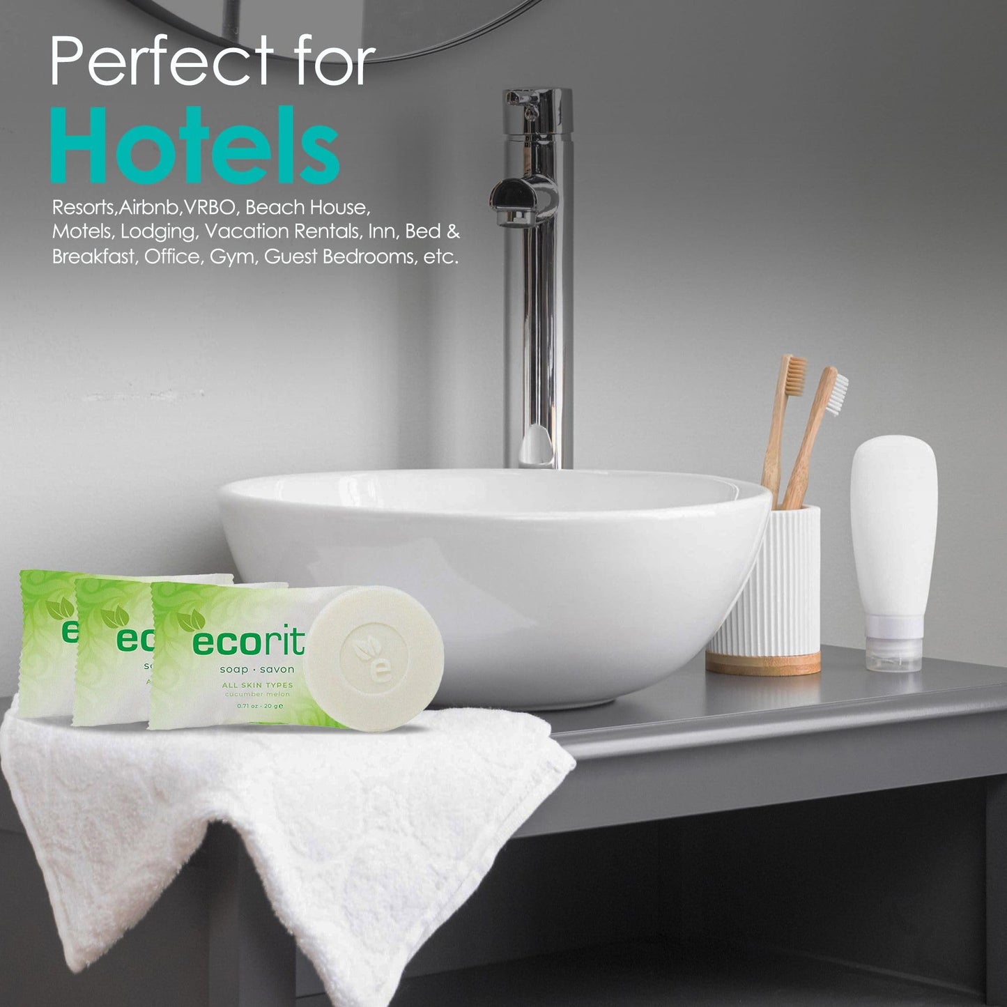 Ecorite Facial Bar with Cucumber-Melon Fragrance, Travel Size Hotel Amenities Biodegradable/Recyclable Frosted Sachet, 0.70oz / 20gm, Pack of 288 Beauty & Personal Care Ecorite
