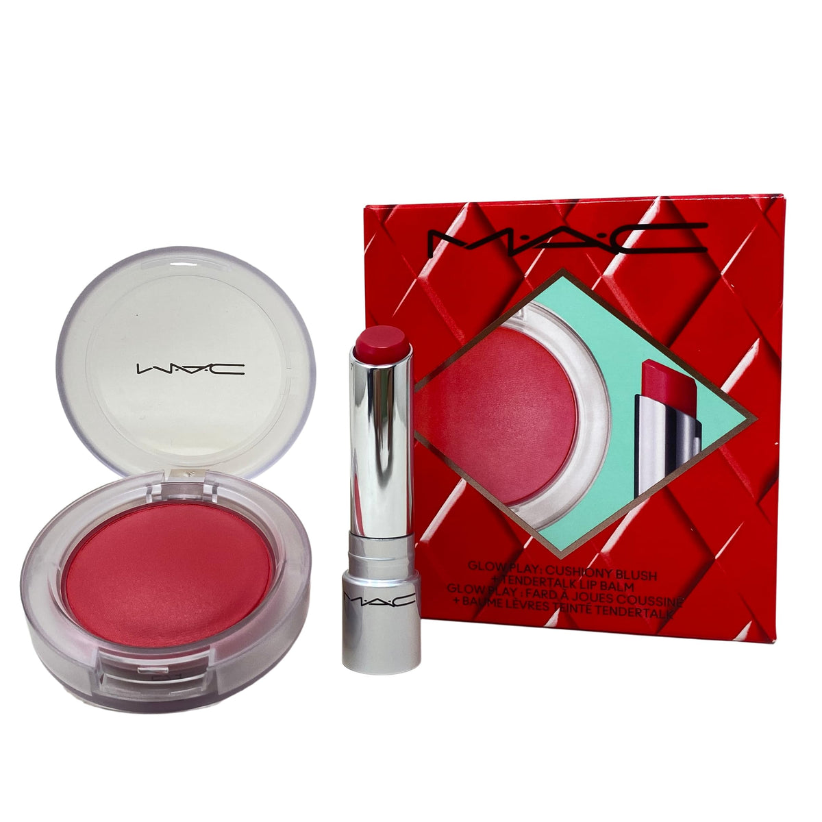 M.A.C Cosmetics No Work All Glow Play Kit: Pink - Glow Play Blush in Heat Index + Lip Balm in Banter.