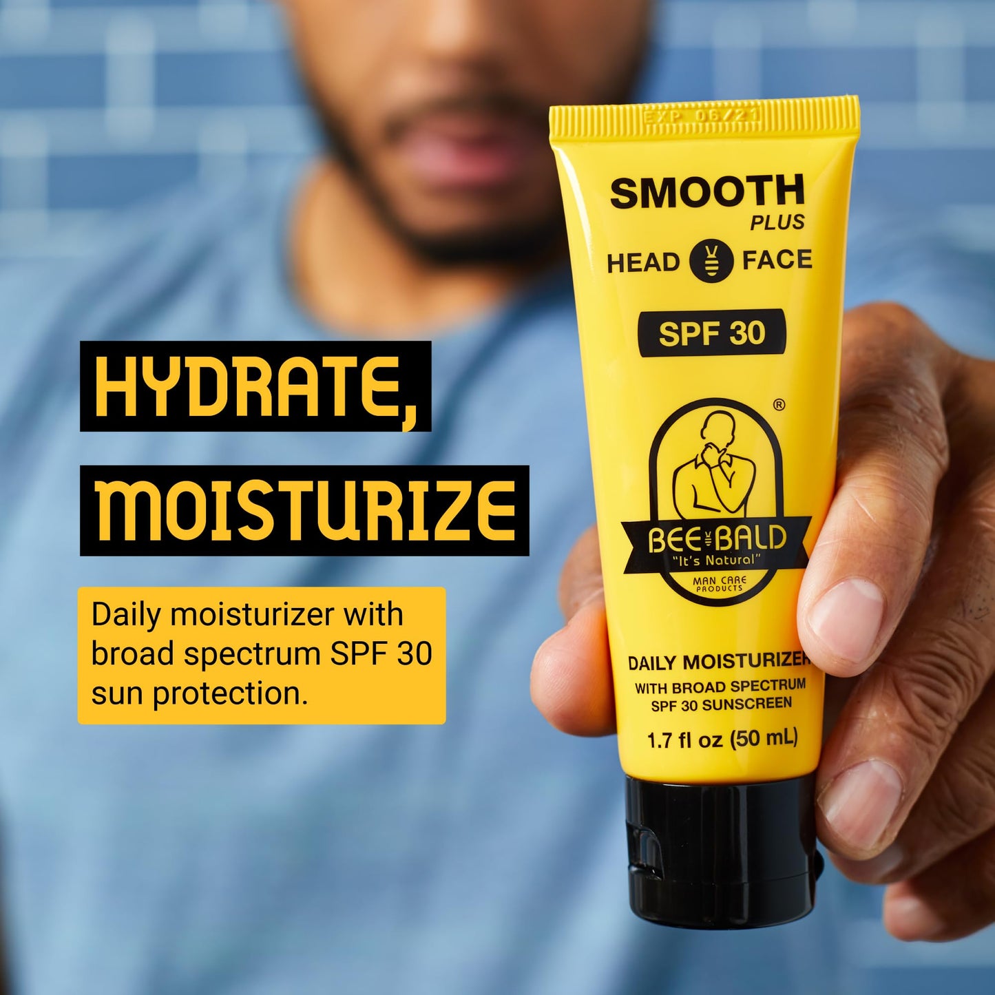 Bee Bald SMOOTH PLUS Head & Face Moisturizer with SPF 30 Sunscreen Lotion Protecting Skin From Harmful UVA/UVB Rays While Hydrating, Moisturizing Beauty & Personal Care Bee Bald