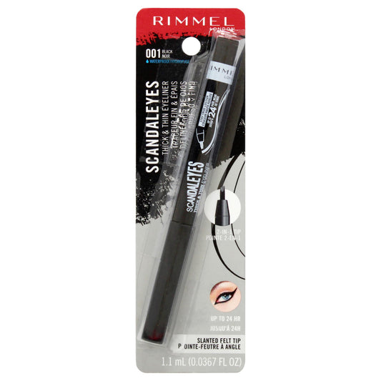 Rimmel London Scandaleyes Thick & Thin Eyeliner, Waterproof, Intensely Pigmented, Long-Wearing, 002, Black, 0.04oz Beauty & Personal Care Rimmel