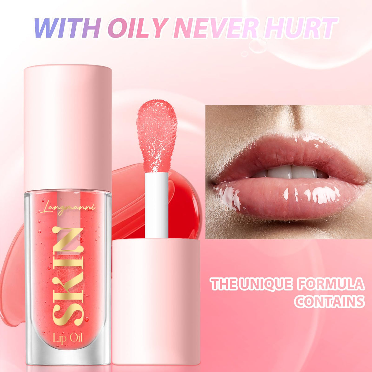 LANGMANNI Moisturizing Lip Oil,No-Sticky Lip Gloss Lip Balm Lip Care,Fruit Flavoured Lip Oil For Dry Lip's Moisturizing Hydrating And Nourishing Beauty & Personal Care LANGMANNI