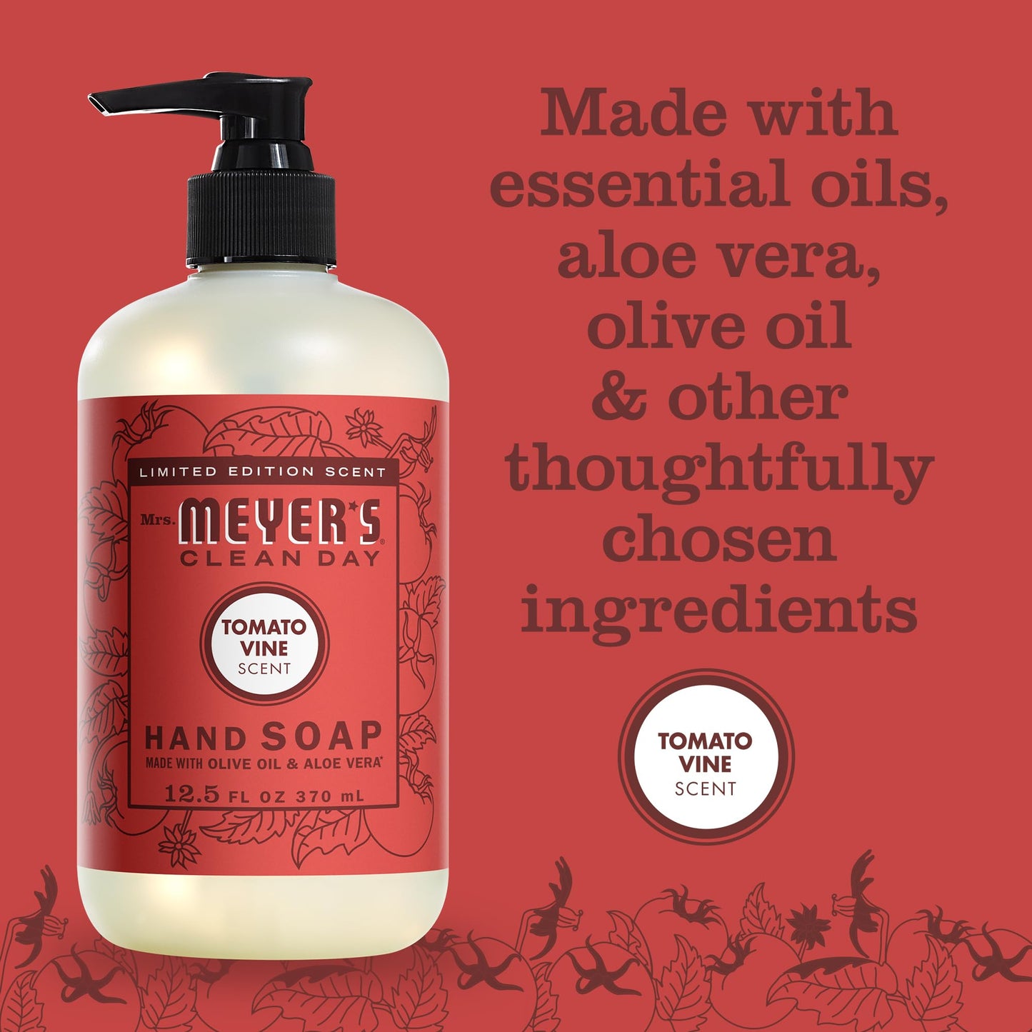 MRS. MEYER'S CLEAN DAY Liquid Hand Soap, Tomato Vine Scent, 12.5 Ounce Bottle Beauty & Personal Care Mrs. MEYER'S