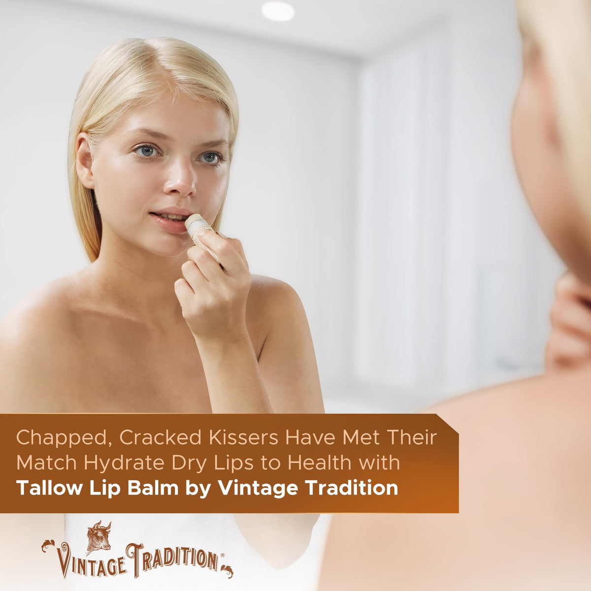 Vintage Tradition Moisturizing Beef Tallow Lip Balm - Unscented Tube Lip Moisturizer for Sensitive Skin Hydrates & Soothes Dry Lips - Grass-Fed Tallow Beauty & Personal Care Vintage Tradition