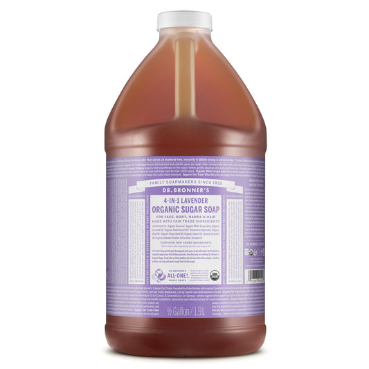 Dr. Bronner's Organic Sugar Soap (Lavender, 64 Ounce)- Made with Organic Oils, Sugar & Shikakai Powder, 4-in-1 Uses: Hand and Body Wash, Face, Hair Beauty and Personal Care Dr. Bronner's Default Title