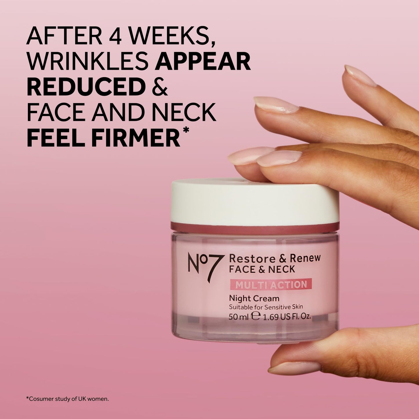 No7 Restore & Renew Multi Action Night Cream for Face & Neck - Nighttime Face Moisturizer with Collagen Peptides - Anti Aging Skin Care for Crepey Beauty & Personal Care No7
