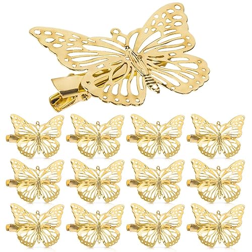 OBTANIM Butterfly Hair Clips, 12 Pcs Cute Metal Butterfly Hair Claw Pins Barrettes Accessories for Girls and Women (Gold) Beauty & Personal Care OBTANIM
