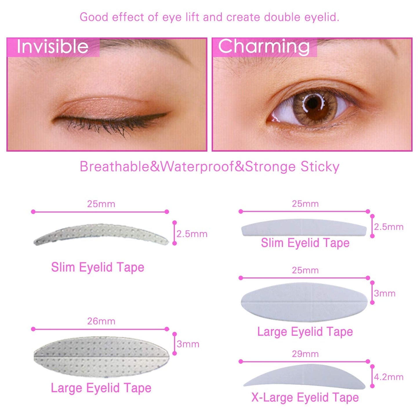 1080Pcs Premium Quality Natural Invisible Single Side Eyelid Tape Stickers Medical-use Fiber Eyelid Lift Strip, Instant Eye Lift Without Surgery Beauty & Personal Care ZMBeautk