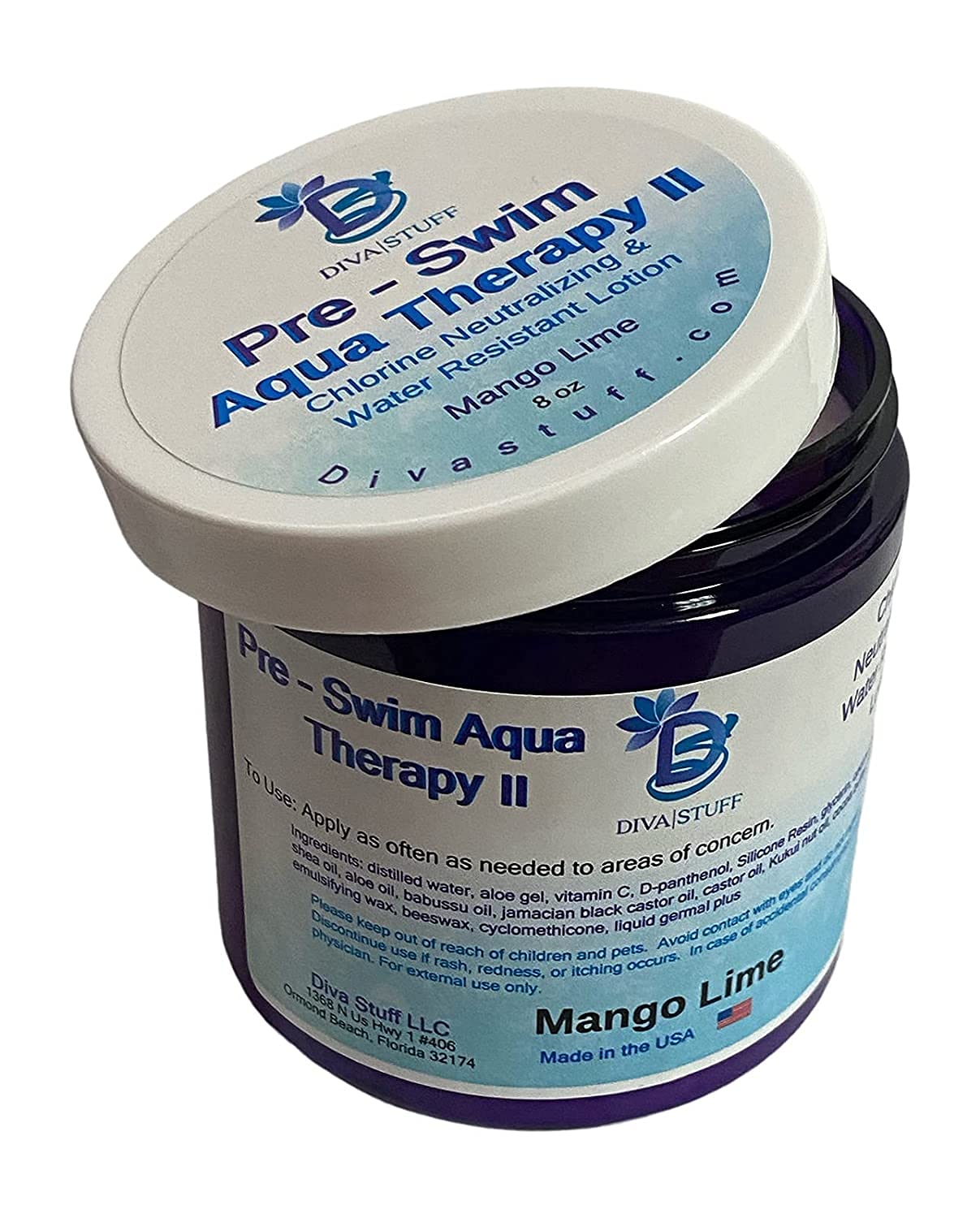 Diva Stuff Pre-Swim Aqua Therapy Chlorine Neutralizing Body Lotion, Protects Skin From Chlorine and Salt Water (Mango Lime Water Resistant) Beauty & Personal Care Diva Stuff