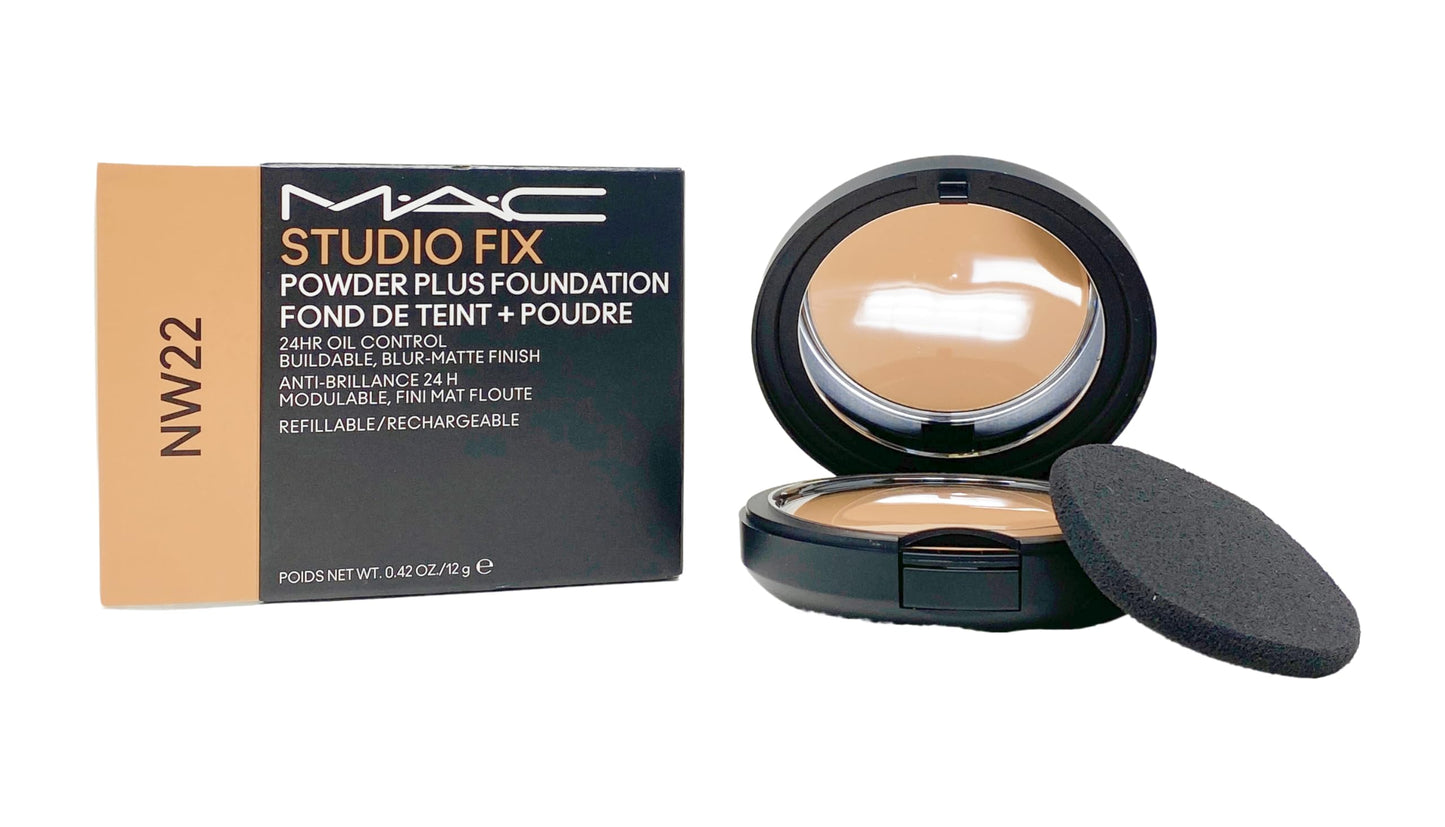 M.A.C Studio Fix Powder Plus Foundation 24 hr Oil Control Refillable - NW22 (Warm beige with rosy undertone for light to medium skin) .42 Oz / 12g Beauty & Personal Care MAC