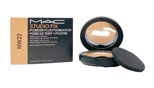 M.A.C Studio Fix Powder Plus Foundation 24 hr Oil Control Refillable - NW22 (Warm beige with rosy undertone for light to medium skin) .42 Oz / 12g Beauty & Personal Care MAC