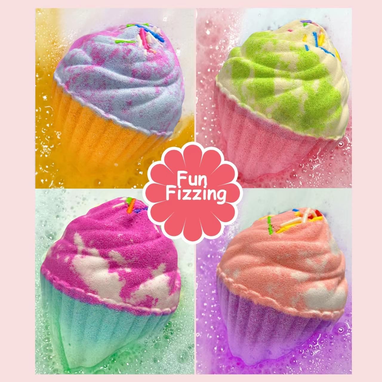 Bath Bombs for Kids with Surprise Jewelry Inside, 8 Cupcake Bath Bombs for Girls Gift Set, Handmade Fizzes Balls with Rich Bubble Bath, Ideal Beauty and Personal Care Excalla