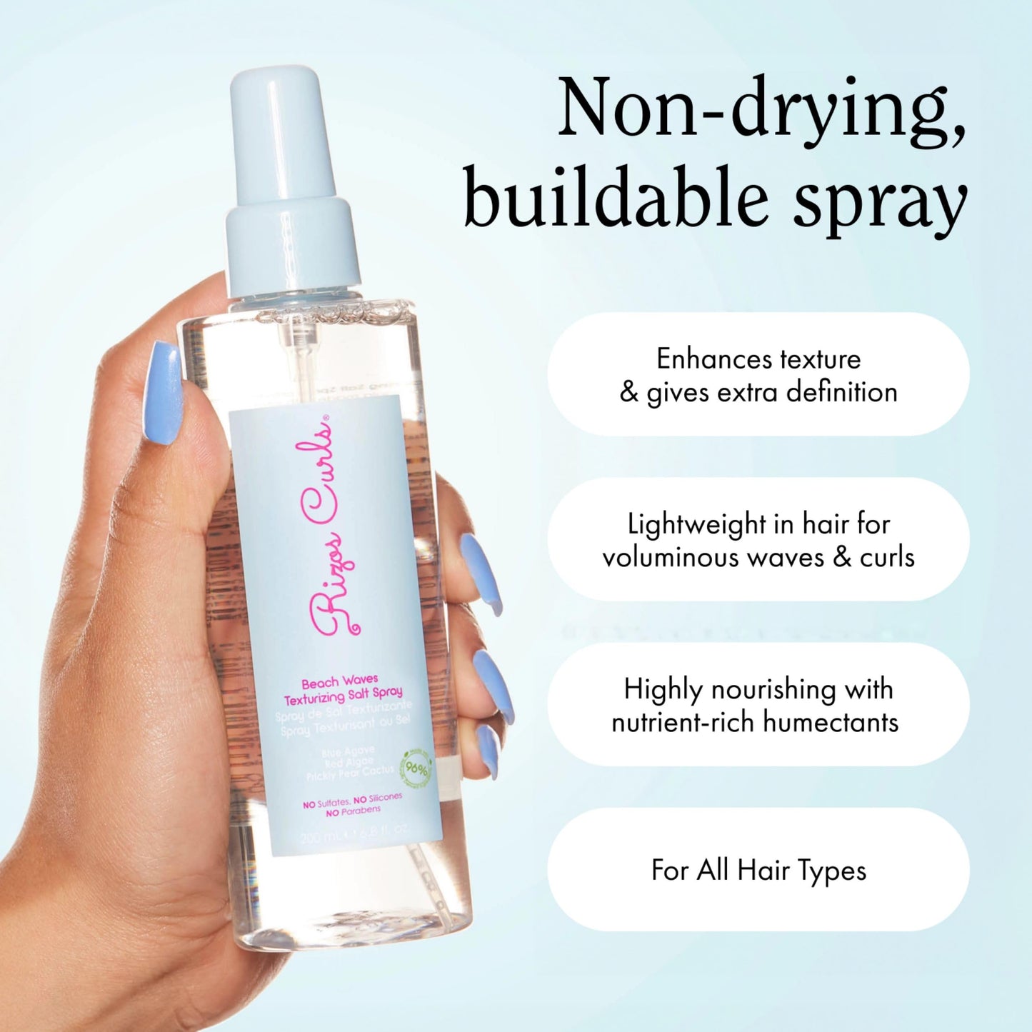 Rizos Curls Beach Waves Texturizing Salt Spray, Enhance Texture & Volume, Nourish and Enhance Definition with Blue Agave Extract, Red Algae & Prickly Beauty & Personal Care Rizos Curls