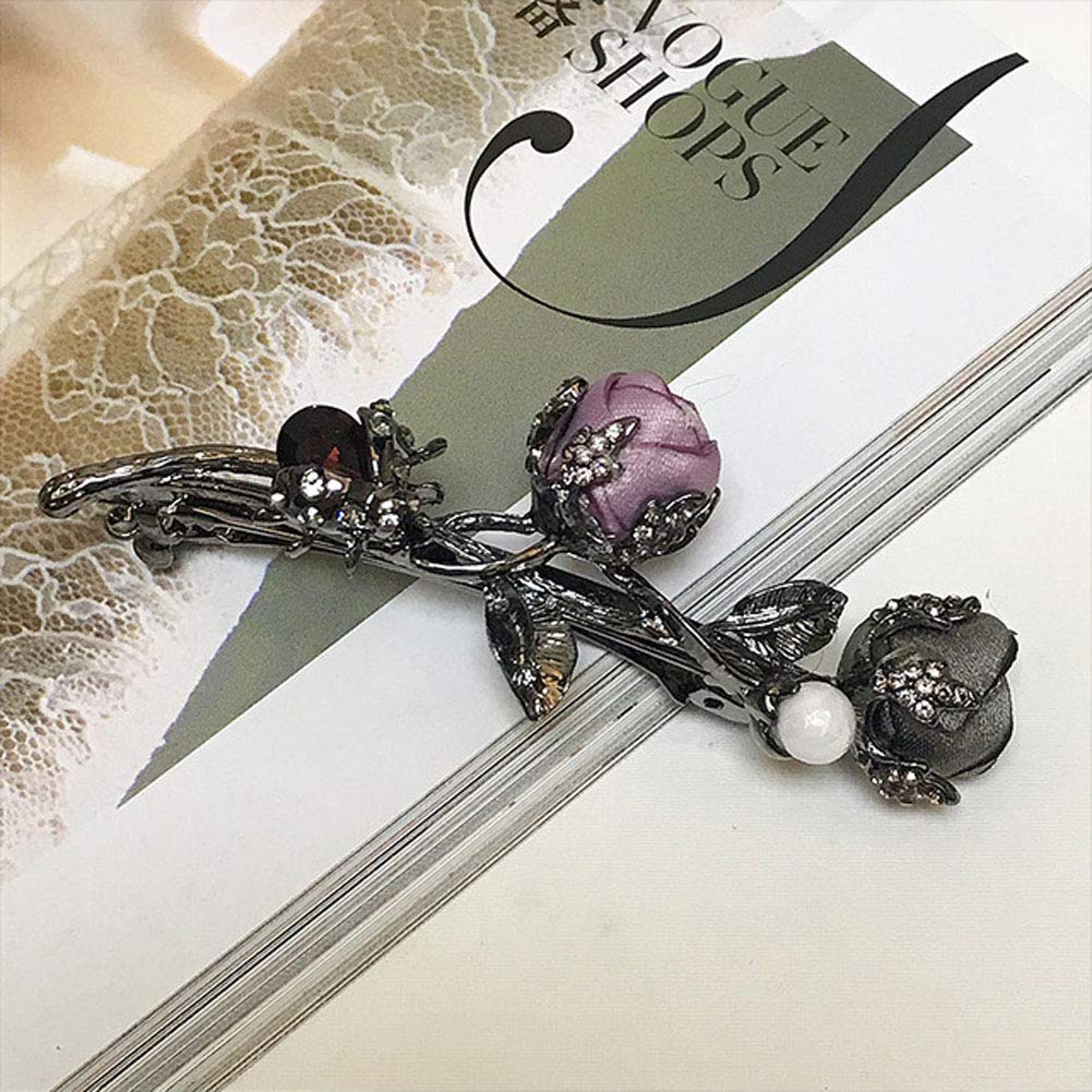 Elegant Rose Bridal Hair Clips Women Hair Accessories Brides Maids Headpiece Rose Flower Style Hair Pin Barrettes Spring Clip (Pink) Beauty & Personal Care Suoirblss