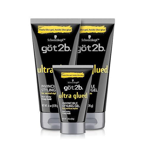 got2b Ultra Glued Invincible Styling Gel Set, 6 Fl Oz (2-Tube) + 1.25 Fl Oz Travel Size, Hair Gel for Men and Women with Extra Strong Hold Beauty & Personal Care Got2B
