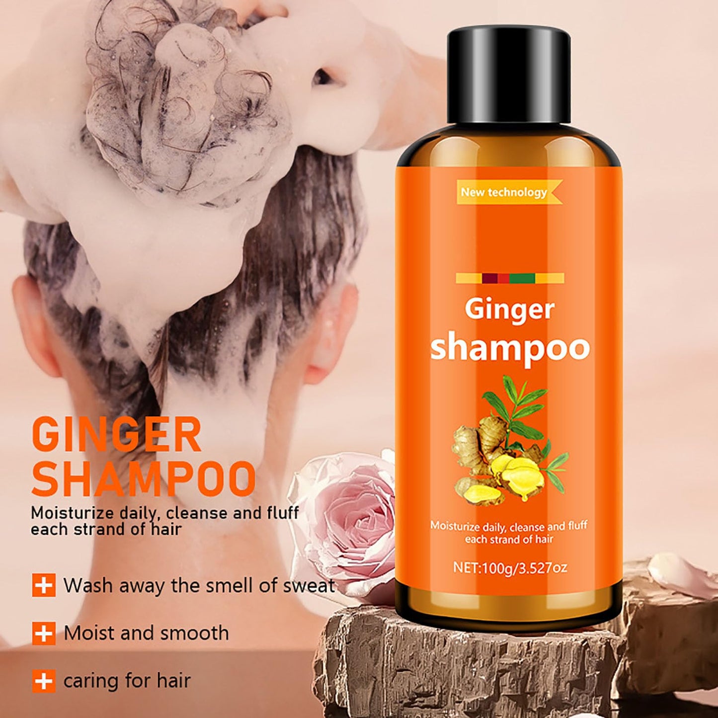 Ginger Shampoo and Conditioner Set, Anti Frizz Shampoo & Keratin Moisturizing Conditioner for Dry, Frizzy Damaged, Hair Care Essence for Hair Growth Beauty & Personal Care Lunkun
