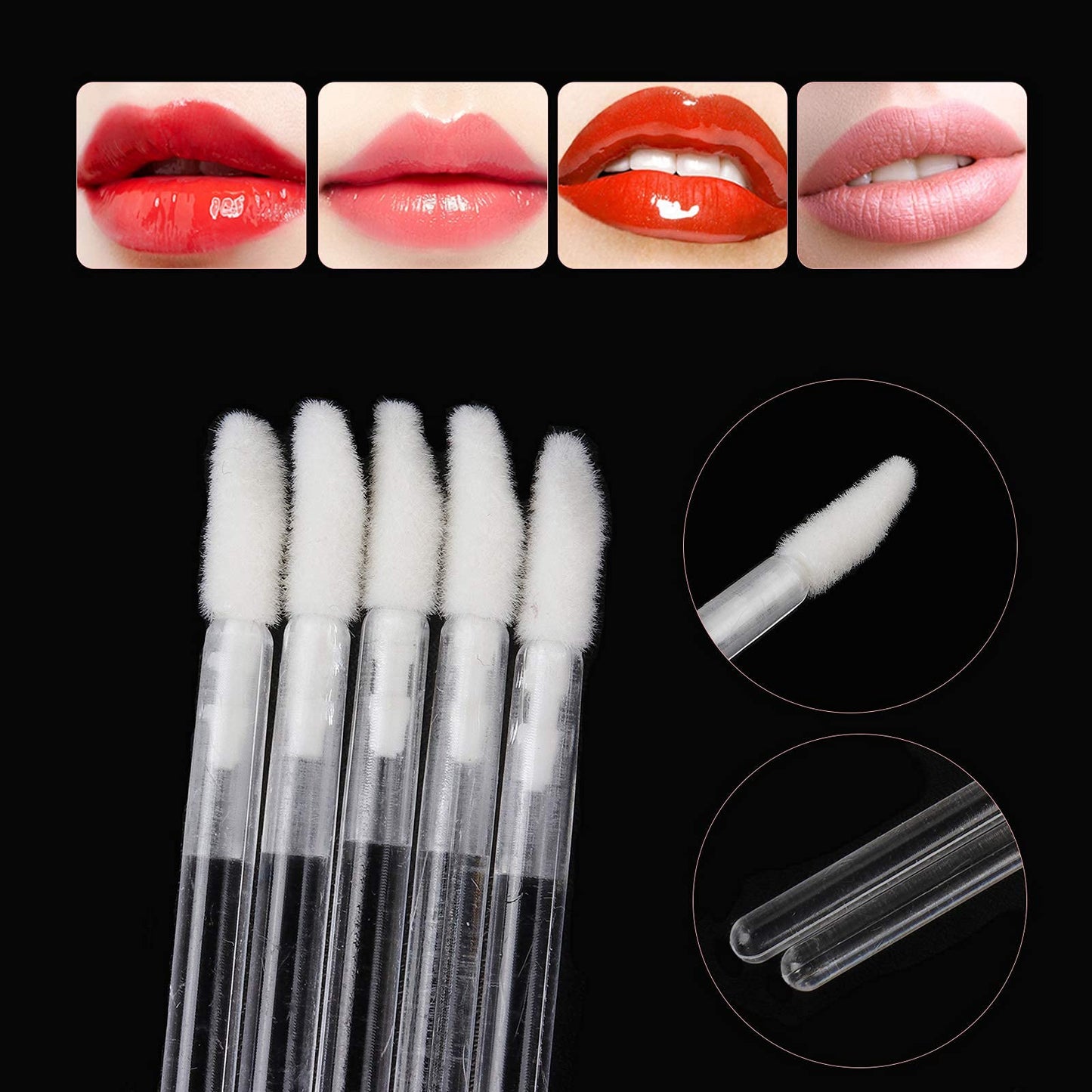 300 Pack Lip Gloss Applicators Disposable Lipstick Wands Bulk Lip Brush Makeup Tool Set (Clear-300pcs) Beauty & Personal Care myaokue-up