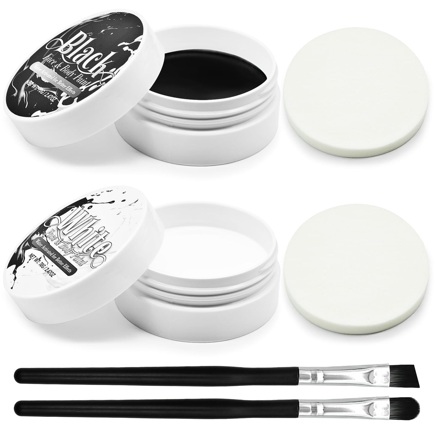 Black and White Face Paint Set - 2.47 oz Halloween Face Body Paint Skeleton Ghost Skull Cosplay Costume Professional SFX Corpse Special Effects Makeup Beauty & Personal Care Paezm