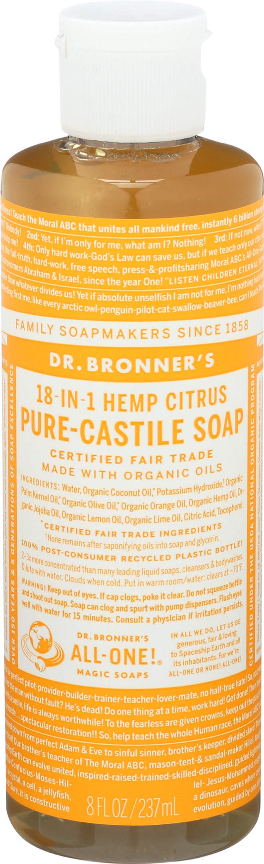 Dr. Bronner's Magic Soaps: Liquid Castile Soap, Organic Citrus 8 oz (2 pack) Beauty & Personal Care Dr. Bronner's
