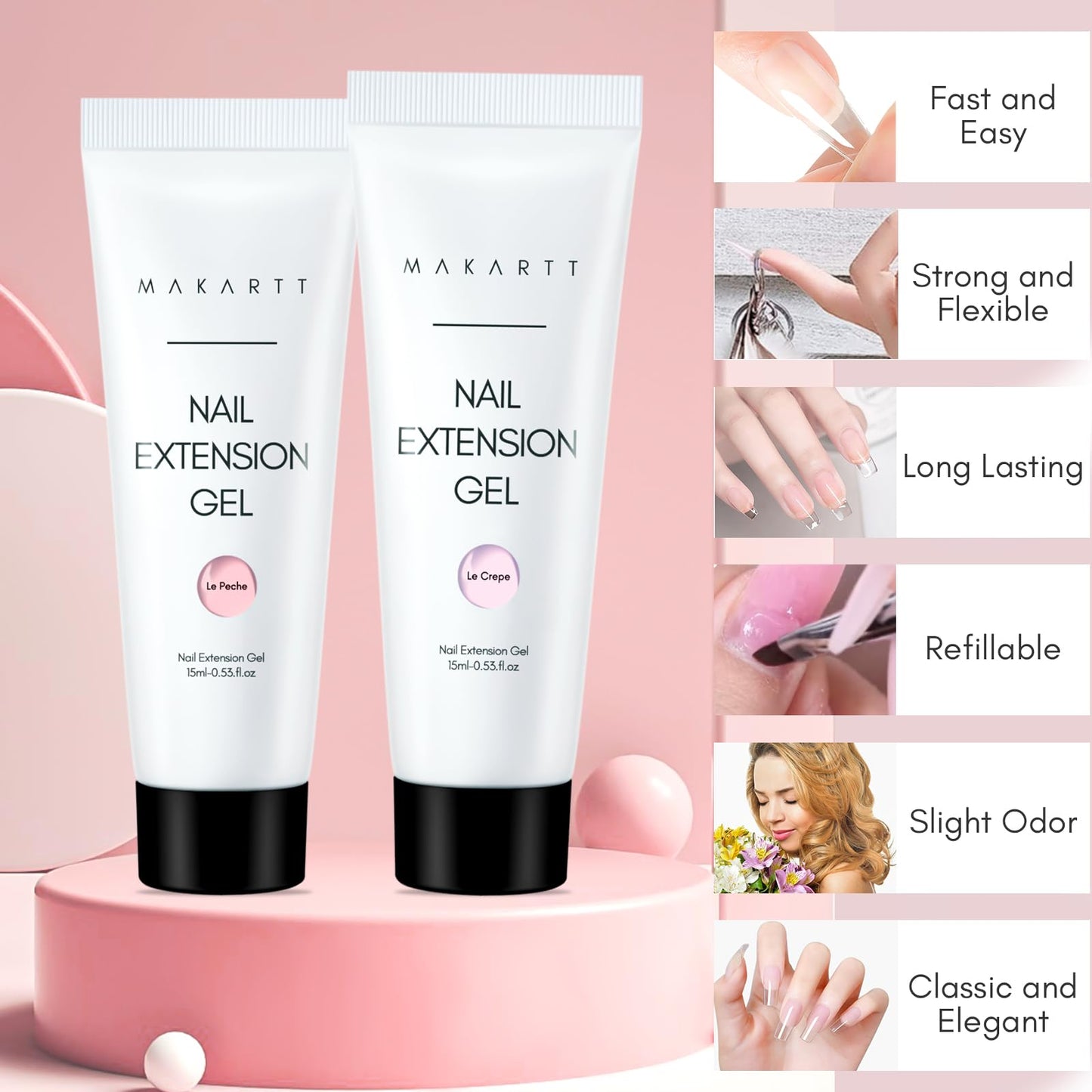 Makartt Poly Nail Gel Kit – 6 Colors (Clear, Pink, White) Builder Extension Set, Long-Lasting Hard Gel for Nail Strengthening & French Manicure Beauty & Personal Care Makartt