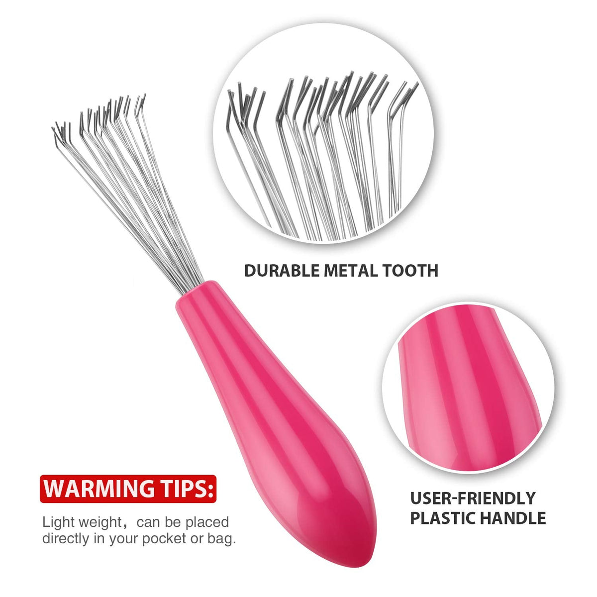 Boao 2 Pieces Hair Brush Cleaning Tool Comb Set Mini Hair Brush Dirt Remover with Metal Wire Rake for Removing Hair Dust Home and Salon Use(Pink Beauty & Personal Care Boao