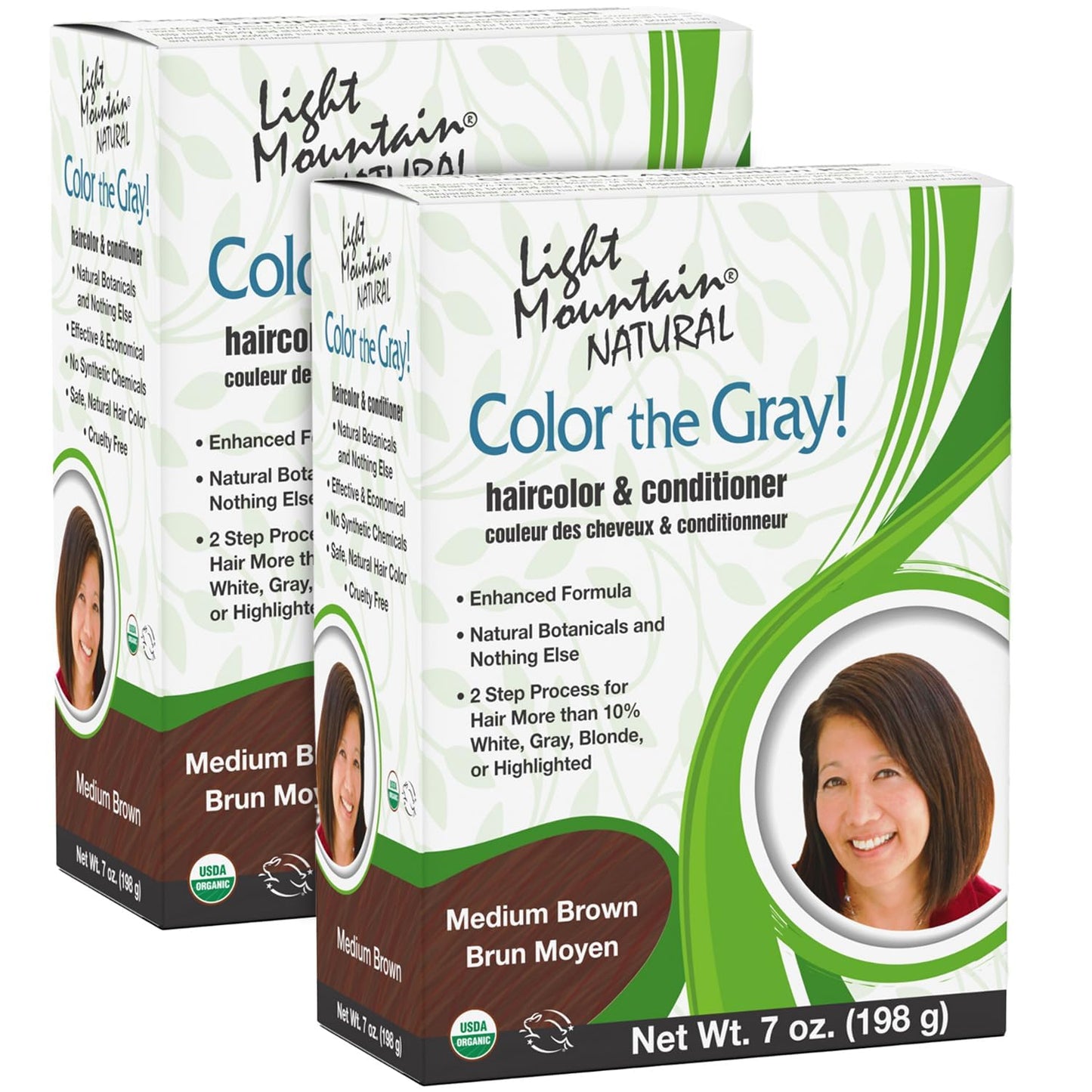 Light Mountain Henna Hair Color & Conditioner, Color the Gray - Medium Brown Hair Dye for Men/Women, 2-Step Chemical-Free, Semi-Permanent Hair Color Beauty & Personal Care LIGHT MOUNTAIN