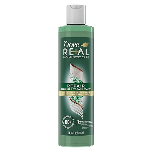 Dove RE+AL Bio-Mimetic Care Shampoo For Damaged Hair Repair Coconut + Vegan Keratin Sulfate-Free Coconut Shampoo 10oz Beauty & Personal Care Dove