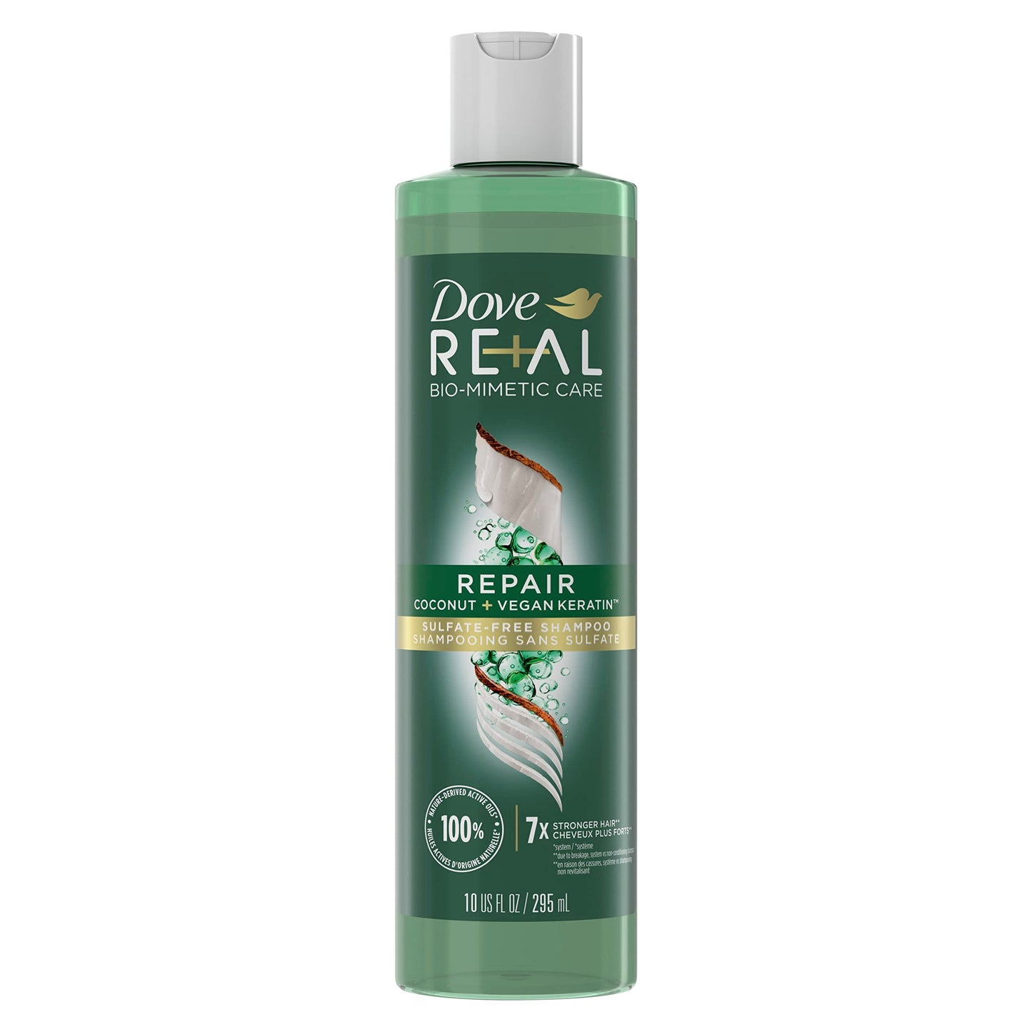 Dove RE+AL Bio-Mimetic Care Shampoo For Damaged Hair Repair Coconut + Vegan Keratin Sulfate-Free Coconut Shampoo 10oz Beauty & Personal Care Dove