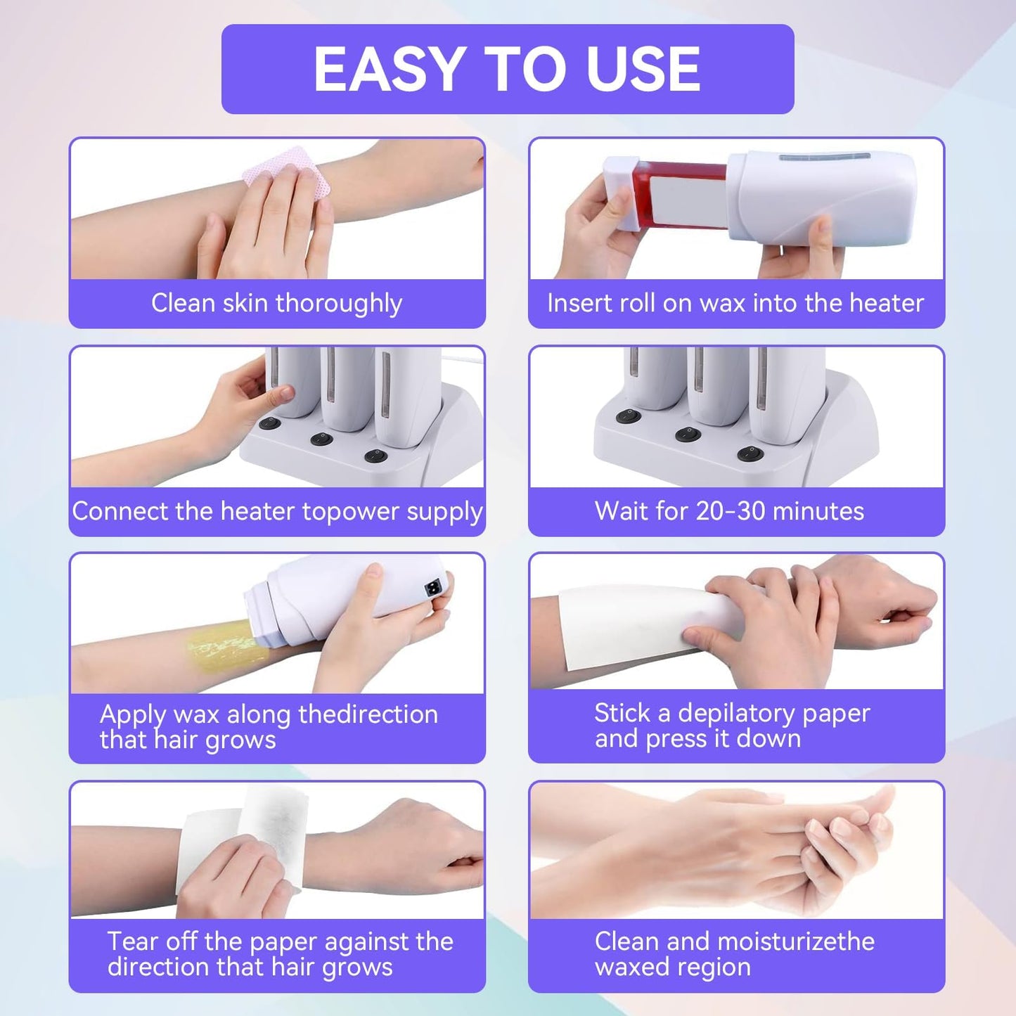 Wax Warmer for Hair Removal, Professional Abs Roll on Wax Heater Waxing Body Hair Removal Hot Wax Machine for Hand, Foot, Elbow, Arm, Leg, Armpit Beauty and Personal Care Agatige