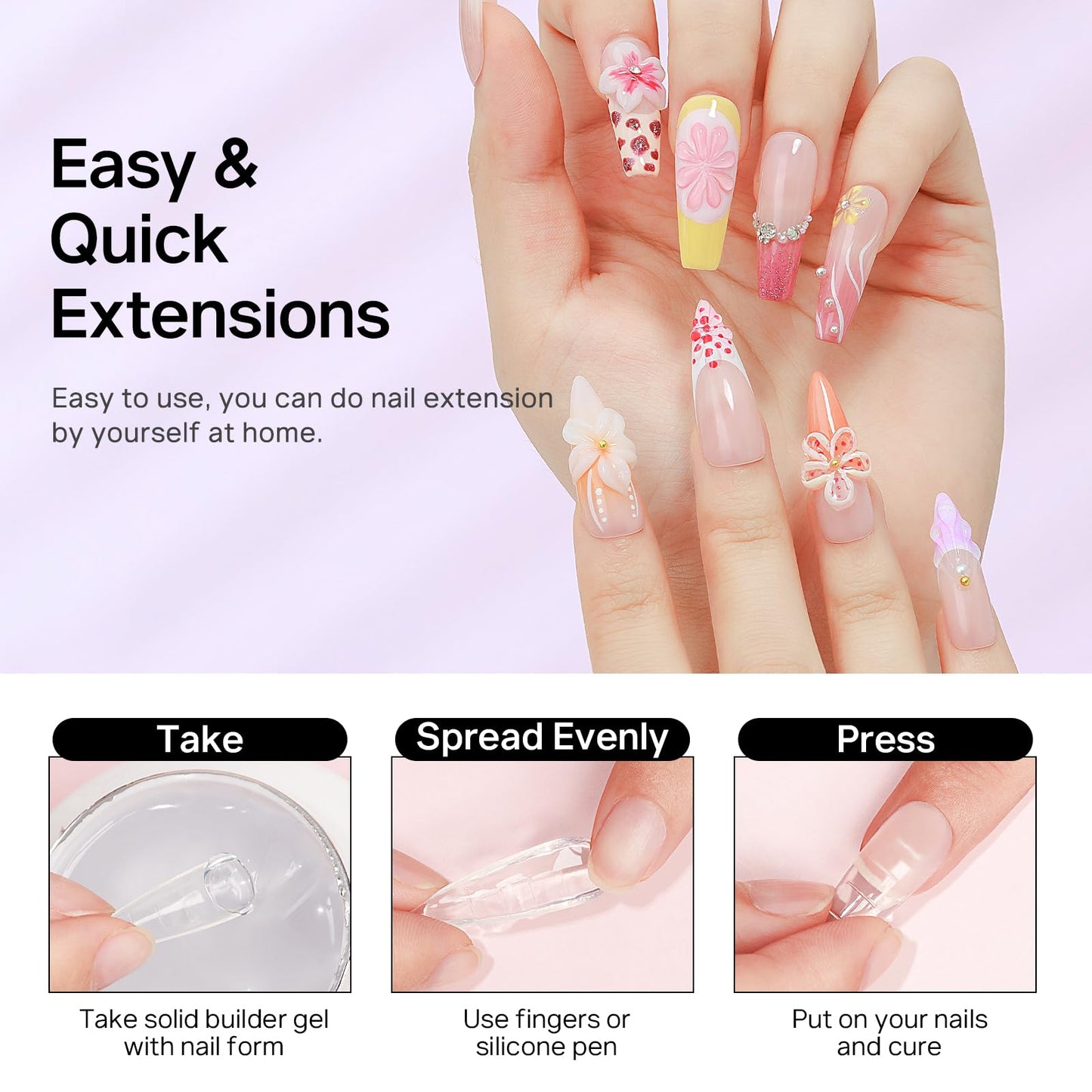 MIZHSE 2PCS 60g Clear and White Solid Builder Gel for Nails, 3D Sculpting Gel for Nail Art with Gold Silver Chrome Powder Nail Form Molding Builder Beauty and Personal Care MIZHSE