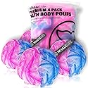 Loofah Sponge Bath Sponge for Women Men 4 Pack (Blue Pink Conbine) Beauty & Personal Care WhaleLife