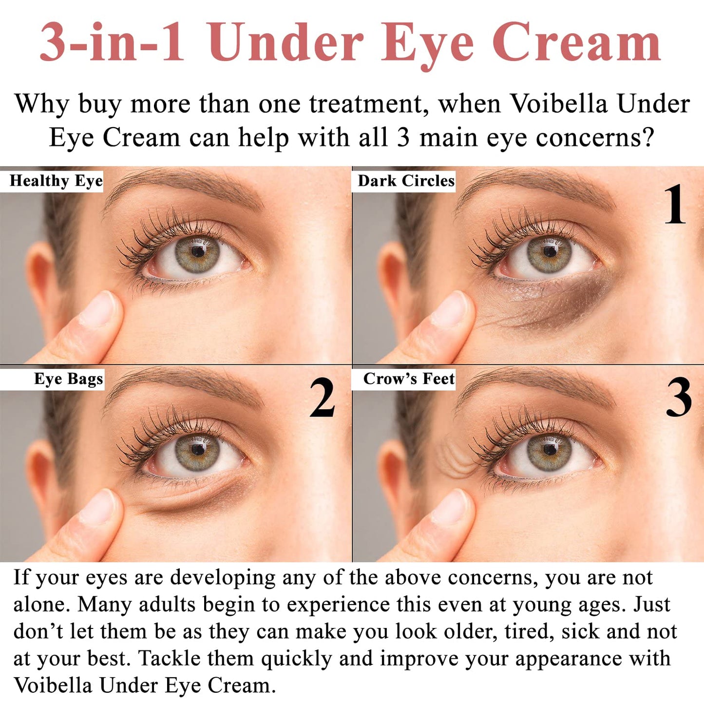 Under Eye Cream with Retinol, Peptides, Hyaluronic Acid & Aloe - Advanced Repair Formula for Puffiness, Bags, Dark Circles & Dry Under Eyes - Best Beauty & Personal Care VOIBELLA BEAUTY