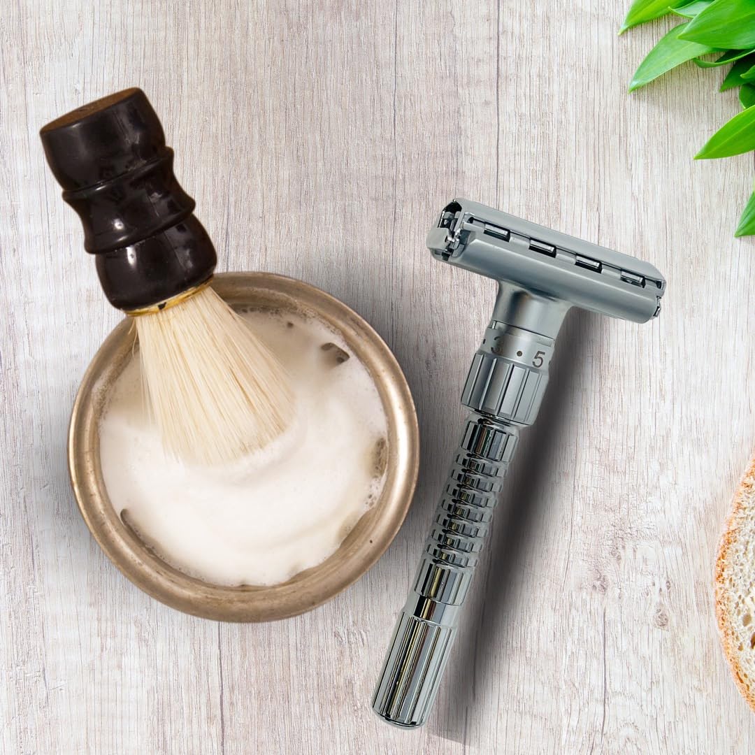 GENTS Men’s Classic Chrome Adjustable Butterfly Open Double Edge Safety Razor, Smooth Shave with 20 Premium Sharp Blades Beauty and Personal Care G.B.S