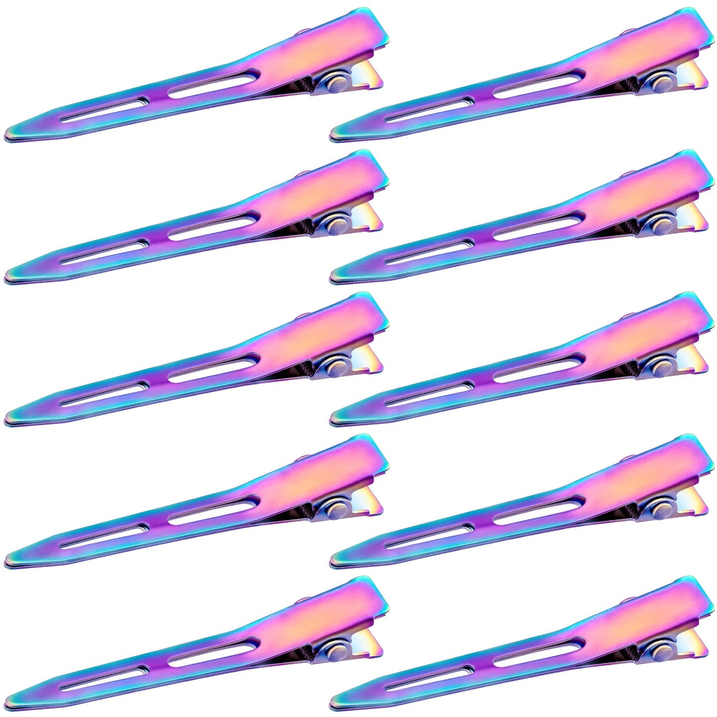 OIIKI 10 Pack 2.2 Inches Rainbow Single Prong Curl Clips, Metal Alligator Hair Clips without Teeth, Rainbow Section Hairpin Hair Accessories for Women Beauty & Personal Care OIIKI