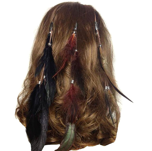 3 Pcs Handmade Boho Feather Clip Comb Hair Extensions - Women Lady Hippie Headdress Hairpin for Hair DIY Accessories Beauty & Personal Care Numblartd