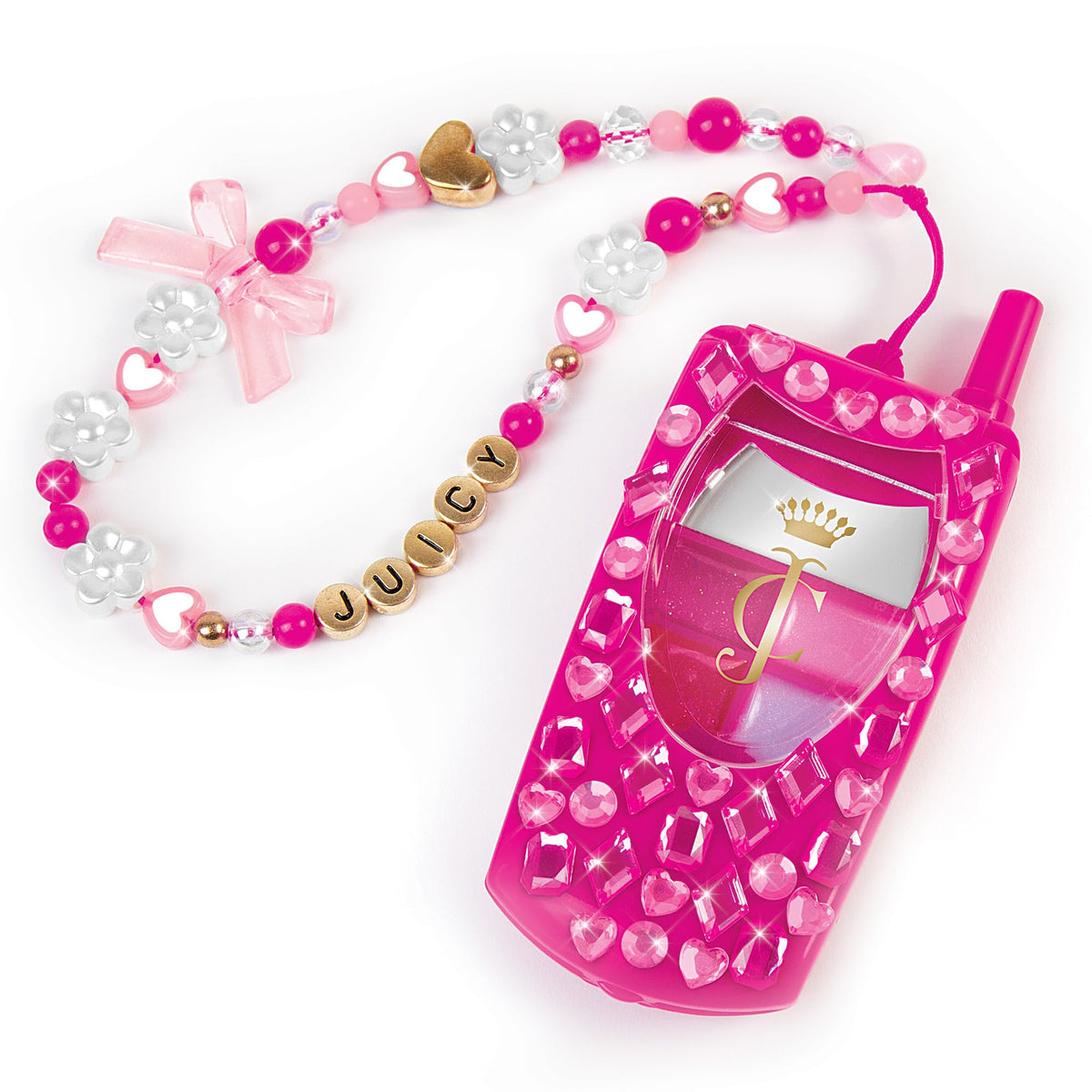 Make It Real Juicy Couture Lip Gloss Dial Up The Style Phone & DIY Lanyard - 7 Strawberry-Scented Lip Gloss Colors, Create Beaded Lanyard & Decorate