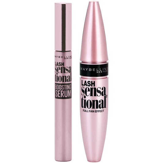 Maybelline Lash Sensational Boosting Eyelash Serum & Washable Mascara Set, Blackest Black