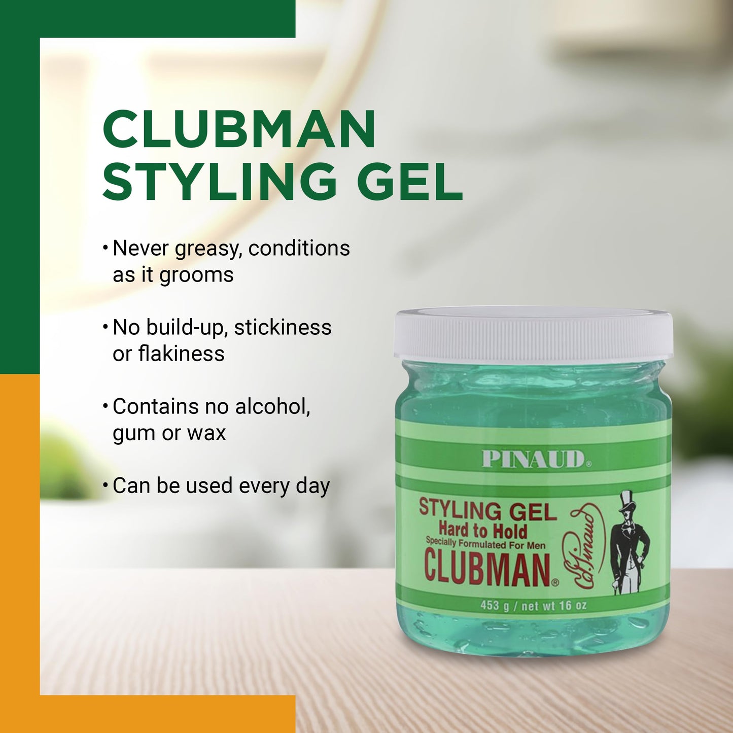 Clubman Pinaud Hard to Hold Styling Gel for Men, Extra Control, 16 Fl Oz (3 Pack) Beauty & Personal Care Clubman