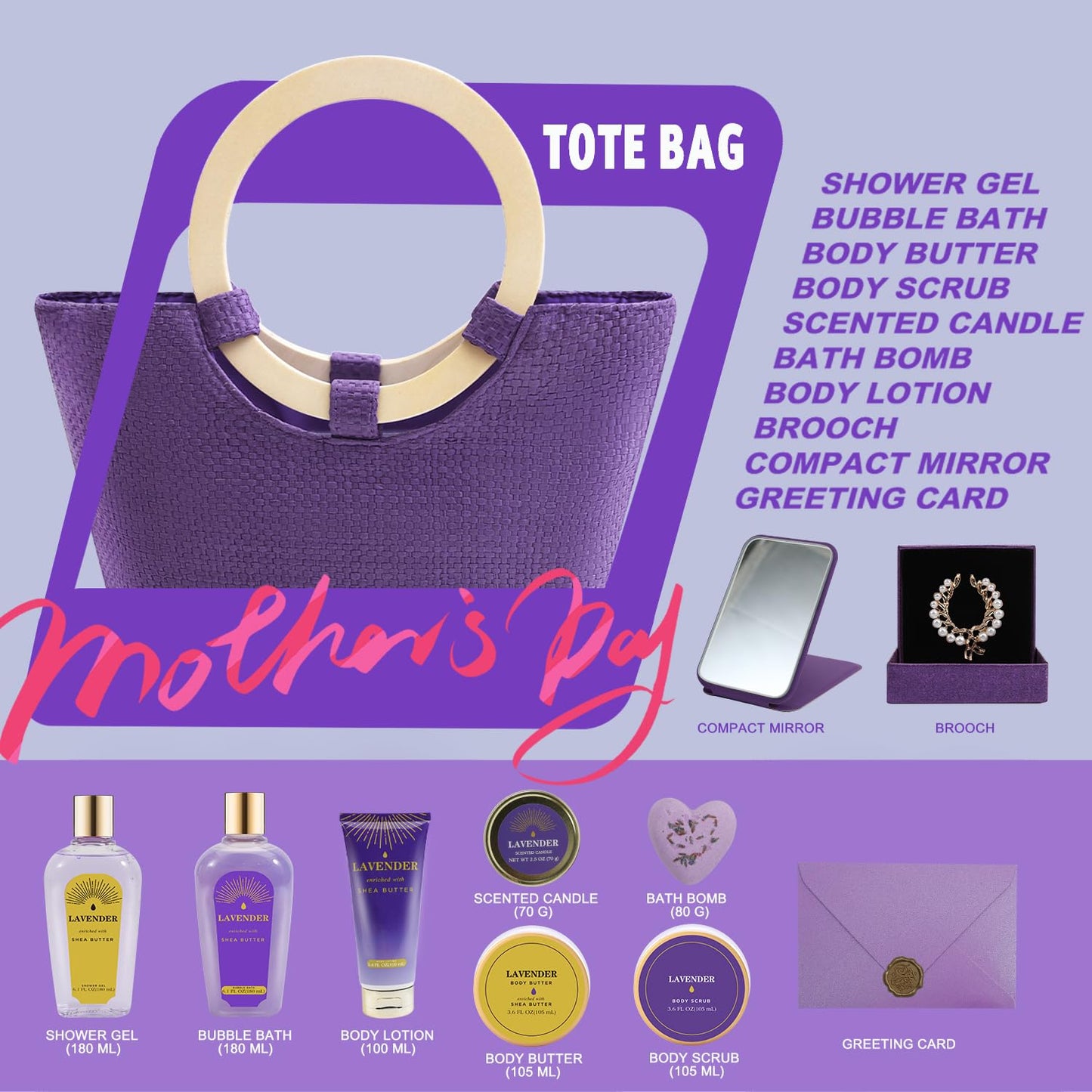 Spa Luxetique New Lavender 11pc Gift Baskets Birthday Gifts for Her Beauty and Personal Care spa luxetique