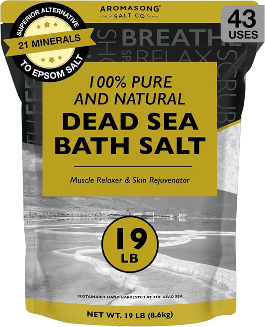 Aromasong Dead Sea Salt - Spa Bath Salt - 19 Lbs Fine Grain Bulk - 100% Pure - Better Absorbing Than Epsom Salt - Soak for Women & Men for Skin Issues Beauty & Personal Care Aromasong