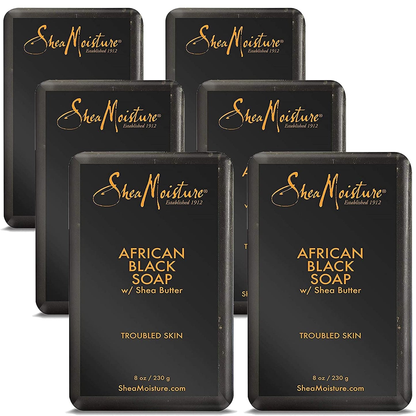 SheaMoisture Bar Soap 6 Count for Troubled Skin African Black Soap Cleanser with Shea Butter 8 oz Beauty & Personal Care Shea Moisture