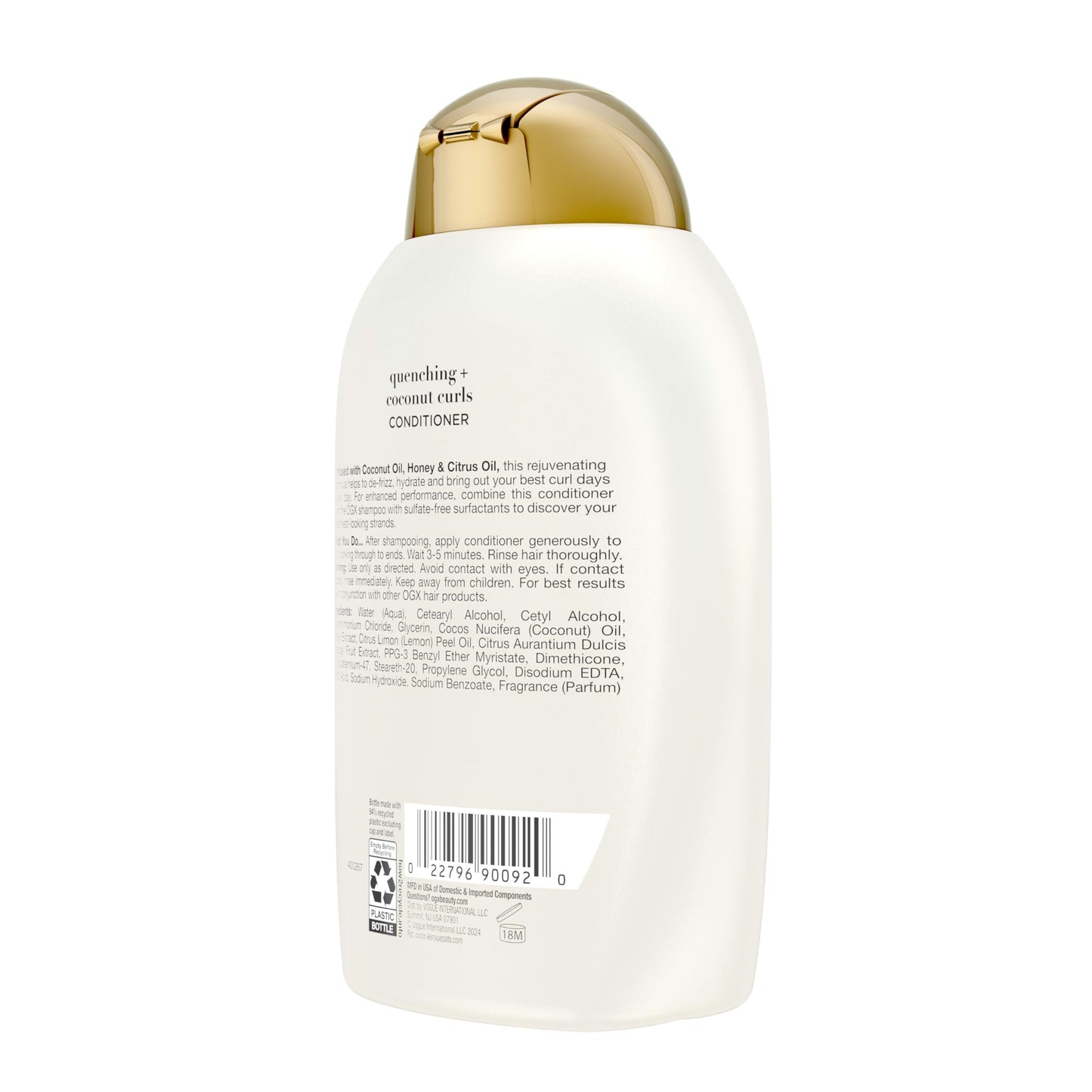 OGX Quenching + Coconut Curls Curl-Defining Conditioner, Nourishing Curly Hair Conditioner with Coconut /Citrus Oil & Honey, Paraben-Free Beauty & Personal Care OGX