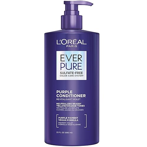 L’Oreal Paris Sulfate Free Brass Toning Purple Conditioner for Blonde, Bleached, Silver, or Brown Highlighted Hair, EverPure, 23 Fl Oz (Packaging May Beauty & Personal Care L'Oreal Paris